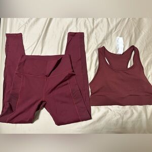Fabletics Burgundy Set Size Small (bra top and leggings)